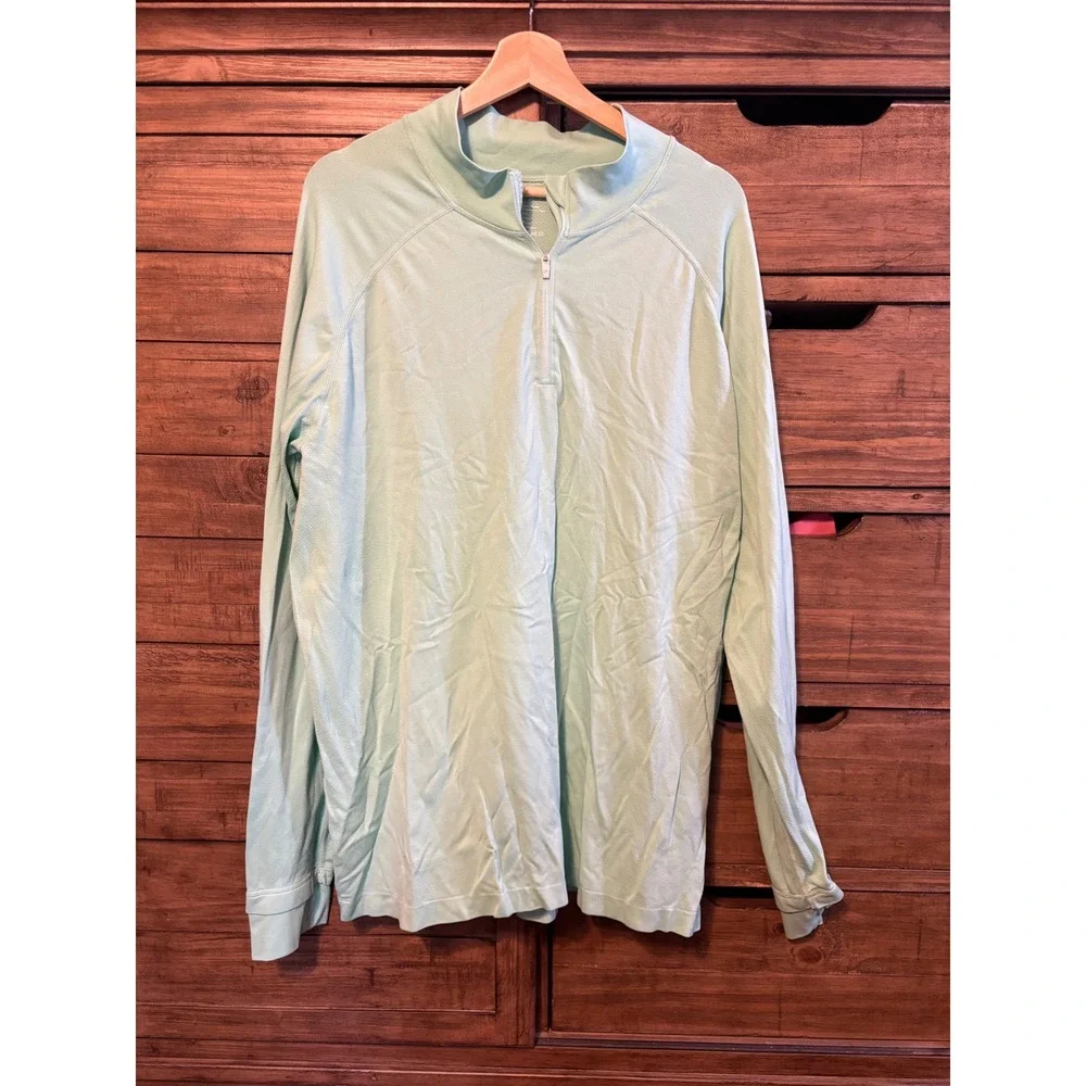 Fabletics Mens Quarter Zip Pullover Mint Green XXL Long Sleeve Athletic Top